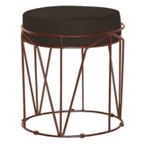 Puff Decorativo Sala De Estar Base Bronze Chloe Suede Marrom - Gran Belo