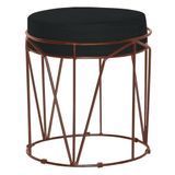 Puff Decorativo Sala De Estar Base Bronze Chloe Suede Preto - Gran Belo