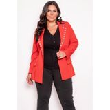 Blazer Liso Social Feminino Plus Size Com Pedrarias G G1 G2