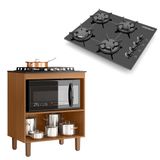 Kit Balcão Cooktop Zanzini Master Cinamomo Sem Porta E Fogão Cooktop Ultrachama Chef 4 Bocas Chamalux