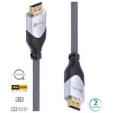 Cabo Hdmi 2.0 4k Ultra Hd 3d Conexão Ethernet Blindado Em Nylon 2 Metros - H20b-2