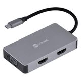 Hub Usb Tipo C - Type C 5 Em 1 Com 2 Hdmi + Vga + Usb 3.0 + Power Delivery (pd) 60w - Hc-5vga