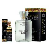 Kit Perfume Masculino Fast Car Black Amakha Paris 100ml 15ml