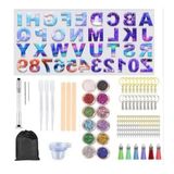 Kit Molde Forma De Alfabeto De Silicone Chaveiro De Resina