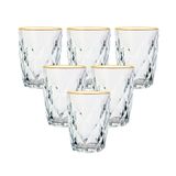 Jogo Copos Vidro Diamond Fio Ouro 270ml 6 Peças Lyor 5256/6