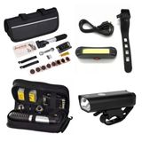 Kit Bike Bolsa Acessórios Farol 400 Lumens E Pisca Traseiro