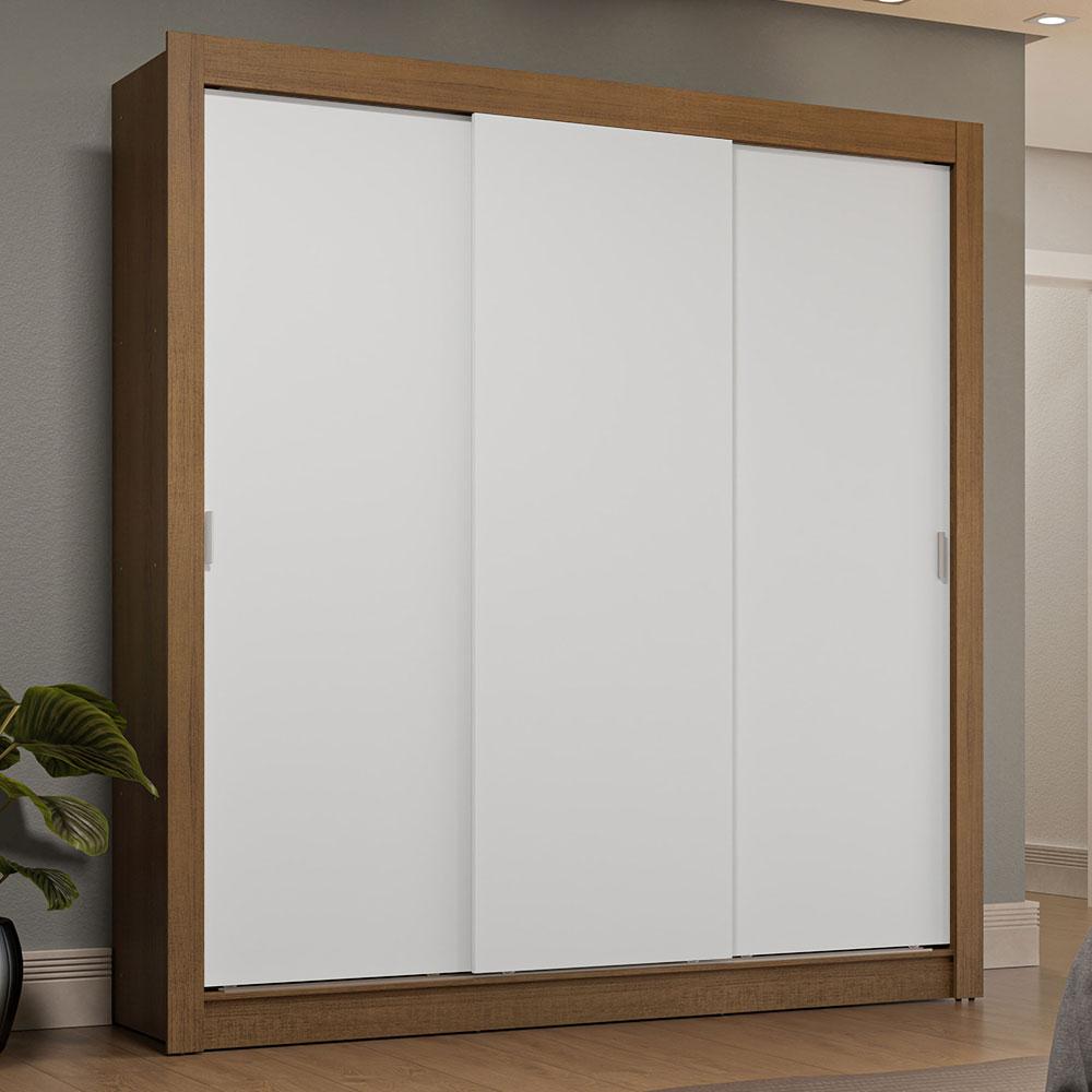 Guarda-roupa Casal 3 Portas De Correr Rustic/branco Sublime Plus Madesa