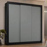 Guarda-roupa Casal 3 Portas De Correr Preto/cinza Sublime Plus Madesa