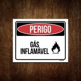 Placa Perigo Gás Inflamável - Sinalização Cuidado (27x35)