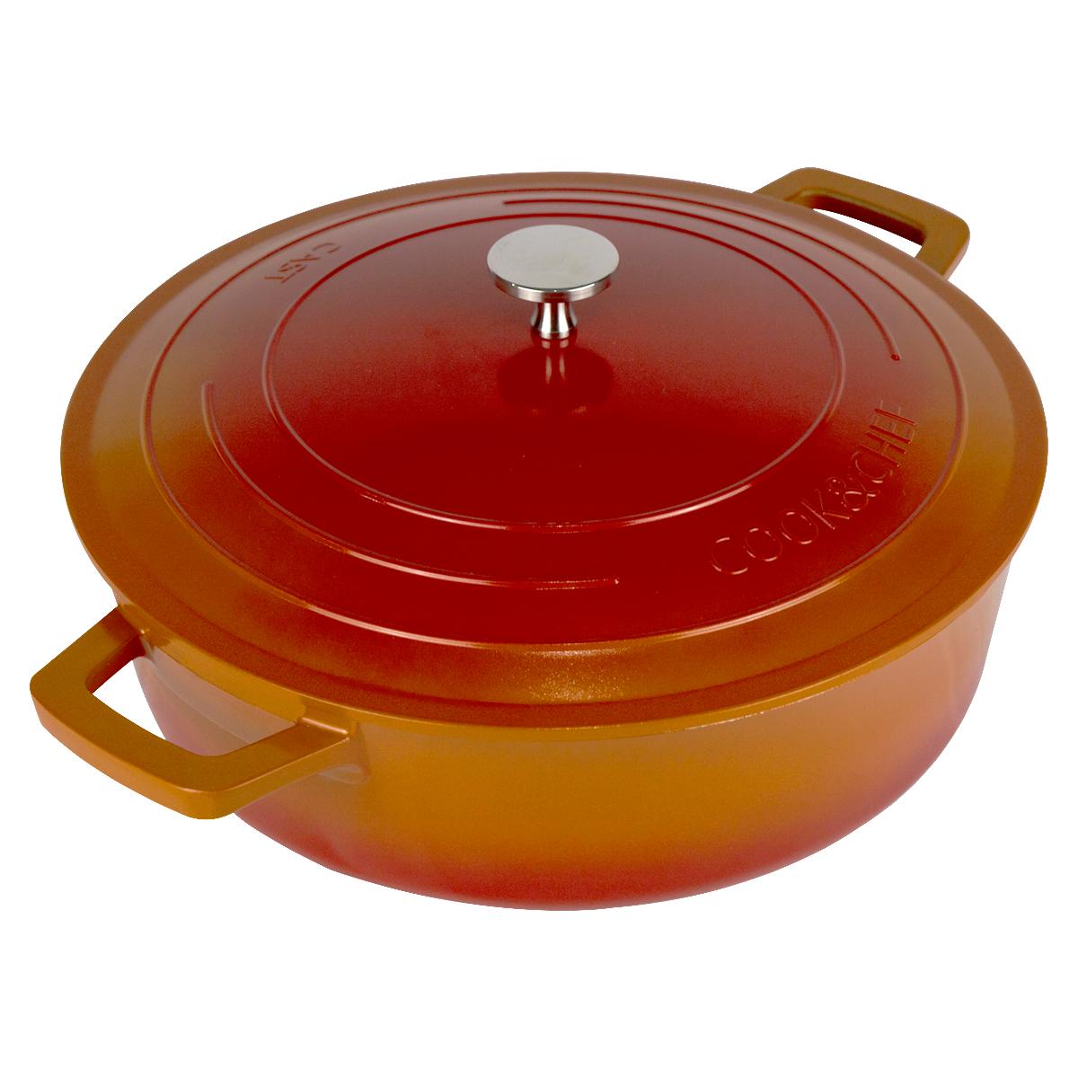 Panela Cerâmica 28cm Caçarola Baixa Alumínio Antiaderente Indução Cook &amp; Chef 4,6l Mimo Style Laranja