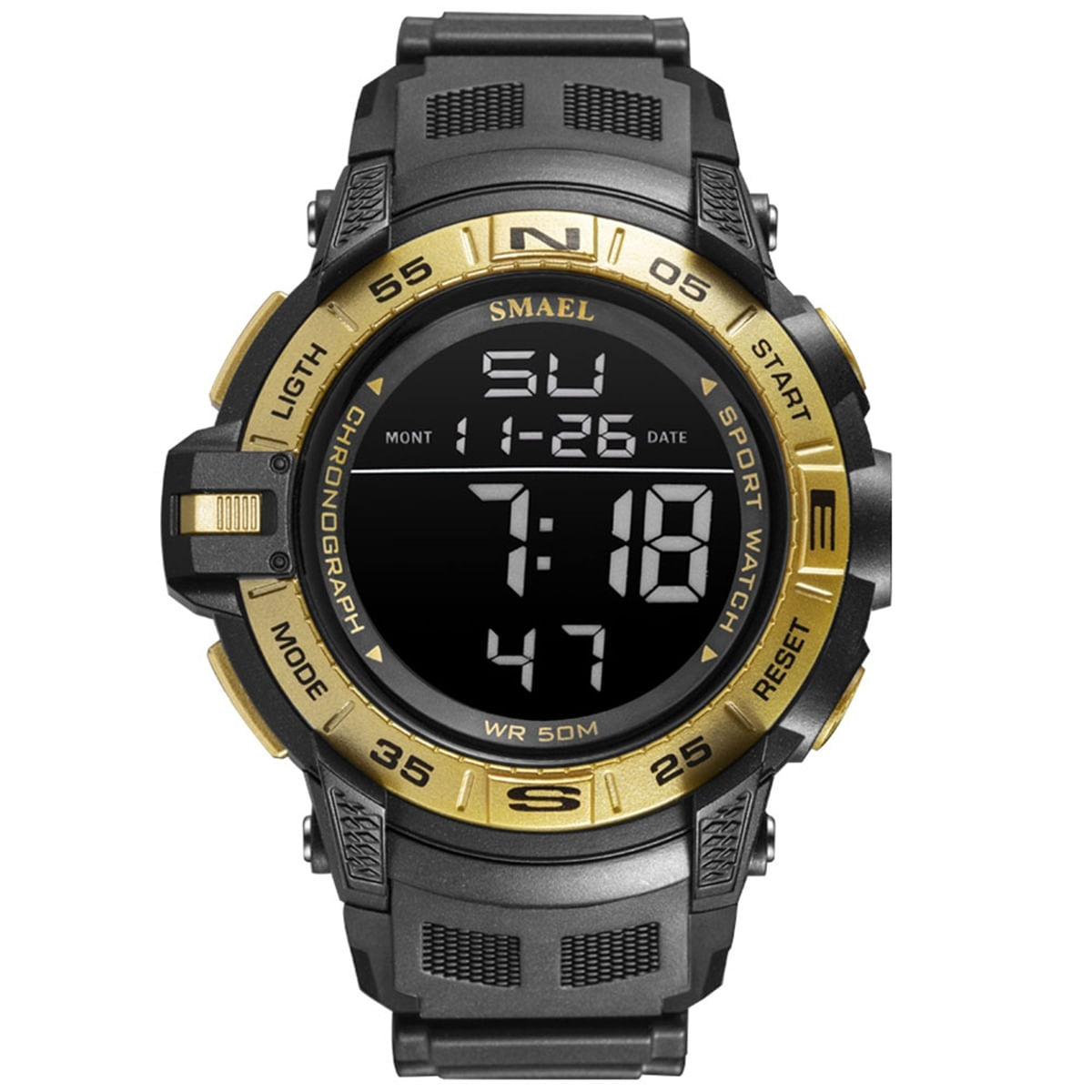 Relógio Masculino Smael Digital 1511 Preto E Dourado