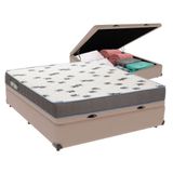 Cama Box Casal Com Bau Ortobom D33 Light Bege