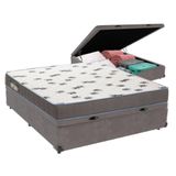 Cama Box Casal Com Bau Ortobom D33 Light Cinza