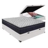 Cama + Box Bau Casal Colchão Extra Firme Ortobom D45 Airtech Cor:branco