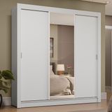 Guarda-roupa Casal 3 Portas De Correr Com Espelho 4 Gavetas Branco Sublime Plus Madesa Branco