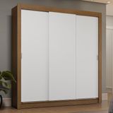 Guarda-roupa Casal 3 Portas De Correr Rustic/branco Sublime Plus Madesa Rustic/branco