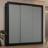 Guarda-roupa Casal 3 Portas De Correr Preto/cinza Sublime Plus Madesa Preto/cinza