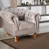 Poltrona Dom Pedro Chesterfield Retrô Decorativa Cinza Capuccino