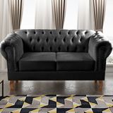 Sofá 2 Lugares Decoração Sara Recepção Dom Pedro Chesterfield Preto