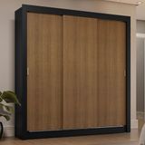Guarda-roupa Casal 3 Portas De Correr Preto/rustic Sublime Plus Madesa Preto/rustic