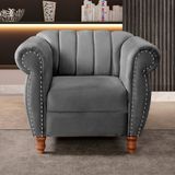 Poltrona Realeza Chesterfield Cadeira Vintage Decoração Retrô Cinza Grafite