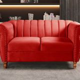 Namoradeira Realeza Sofá Chesterfield Decoração Sala Recepção Estilo Retrô Vermelho