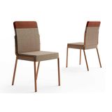 Cadeira De Cozinha Duo 1739 Aço Kit 2 Uni Cobre/linho Areia/courino Caramelo - Carraro