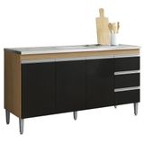 Balcão De Pia Andréia 150 Cm Amendoa Preto - Ajl