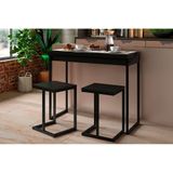 Mesa Para Cozinha Dobrável 1591 C/ 2 Banquetas Preto/courino Preto - Carraro