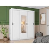 Guarda Roupa Casal Ambiente Cor2303044 Branco Com Espelho - Araplac