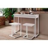 Mesa Para Cozinha Dobrável 1591 C/ 2 Banquetas Branco - Carraro