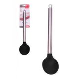 Colher De Servir De Silicone Com Cabo De Metal Preto 32 Cm