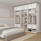 Guarda-roupa Modulado 6 Peças 6 Portas Jade Cabecasa Madeiramadeira Branco Fosco