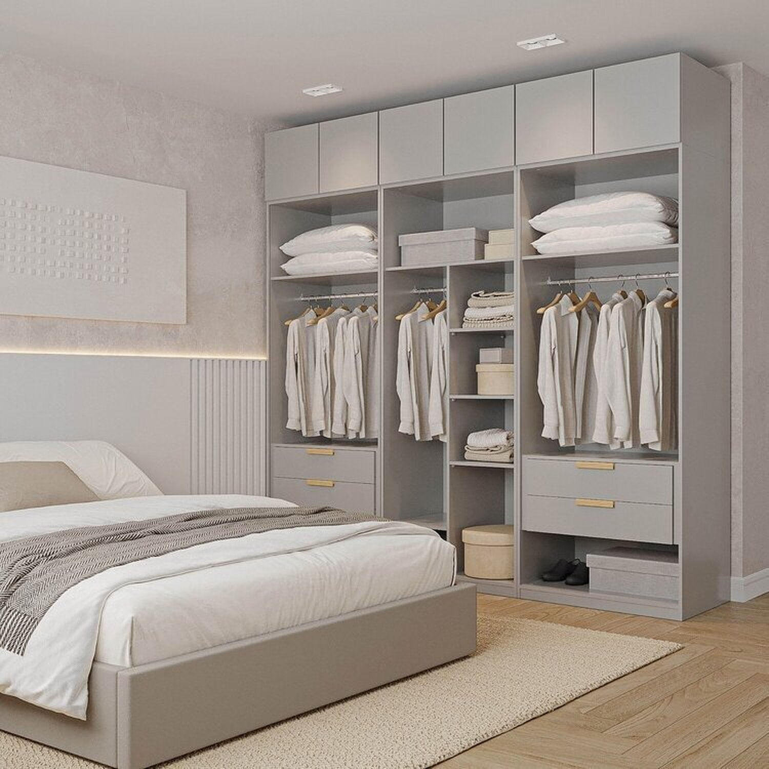 Guarda-roupa Modulado 6 Peças 6 Portas Jade Cabecasa Madeiramadeira Cinza Urbano