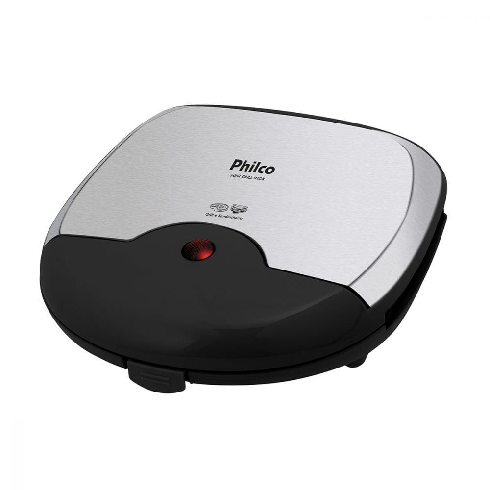 Mini Grill E Sanduicheira Inox Preto 750w Philco 220v