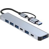 Hub Usb 7 Em 1 2 Saídas, 5 X Usb, 1 Entrada Cartão E Aúdio