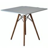 Mesa Eiffel Wood Tampo Quadrado De Madeira 80cm Branca