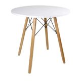 Mesa De Jantar Eiffel Redonda Branca De Madeira Mdf 90cm