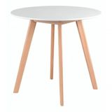 Mesa Jantar Eiffel Wood Leda Redonda Branco 90cm