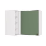 Armário Aéreo De Canto Reto Celeste Kappesberg 100% Mdf 1 Porta 4 Nichos Branco/verde 98cm