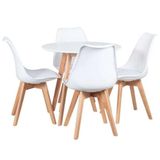 Conjunto Mesa De Jantar Leda 80cm Branca Com 4 Cadeiras Eames Wood Leda Branca