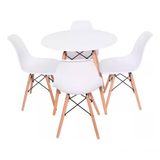 Conjunto Mesa De Jantar Eiffel 80cm Branca + 4 Cadeiras Charles Eames Branca