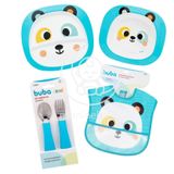 Kit Alimentação Prato + Tigela + Babador + Talheres Bubazoo Panda – Buba