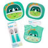 Kit Alimentação Prato + Tigela + Babador + Talheres Bubazoo Dino – Buba