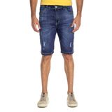 Bermuda Masculina Jeans Slim Puídos Polo Wear Jeans Escuro