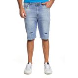 Bermuda Masculina Jeans Slim Puídos Polo Wear Jeans Claro