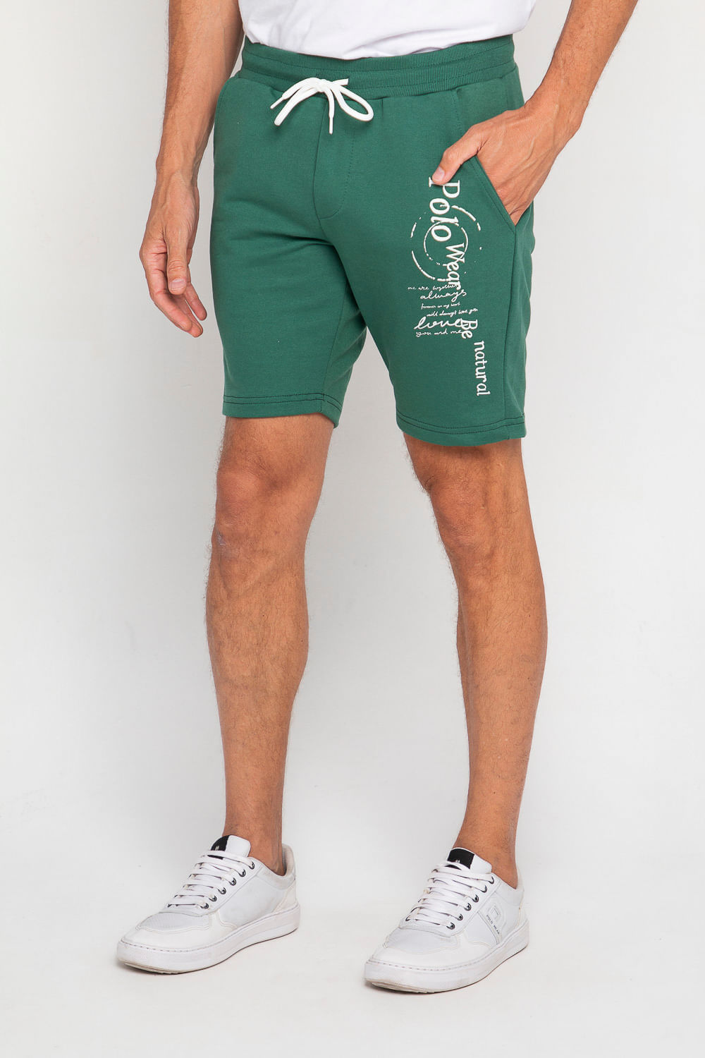 Bermuda Masculina Moletom Be Natural Polo Wear Verde Médio