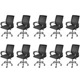 Kit 10 Cadeiras Para Escritorio Diretor Tela Mesh Viena 3324 Preto