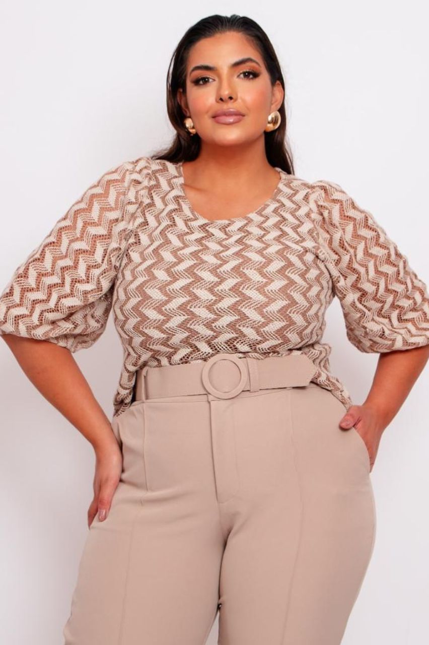 Blusa Feminina Plus Size Em Malha Tricot