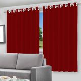 Cortina Blackout Com Forro 2 Em 1 Voil Vermelho Com Ilhos - 280x260cm